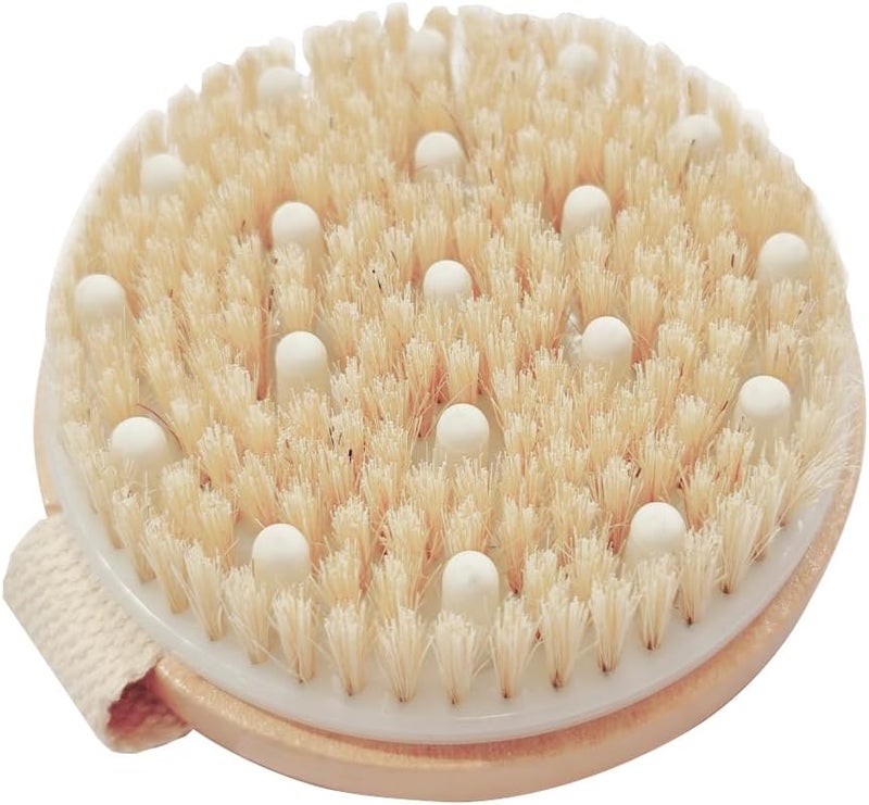 OHOO Bamboo Dry Body Brush Shower Brushing Removes Dry Skin with Massage Nodes Exfoliating Bath Brushes Body Scrubber - Image 1